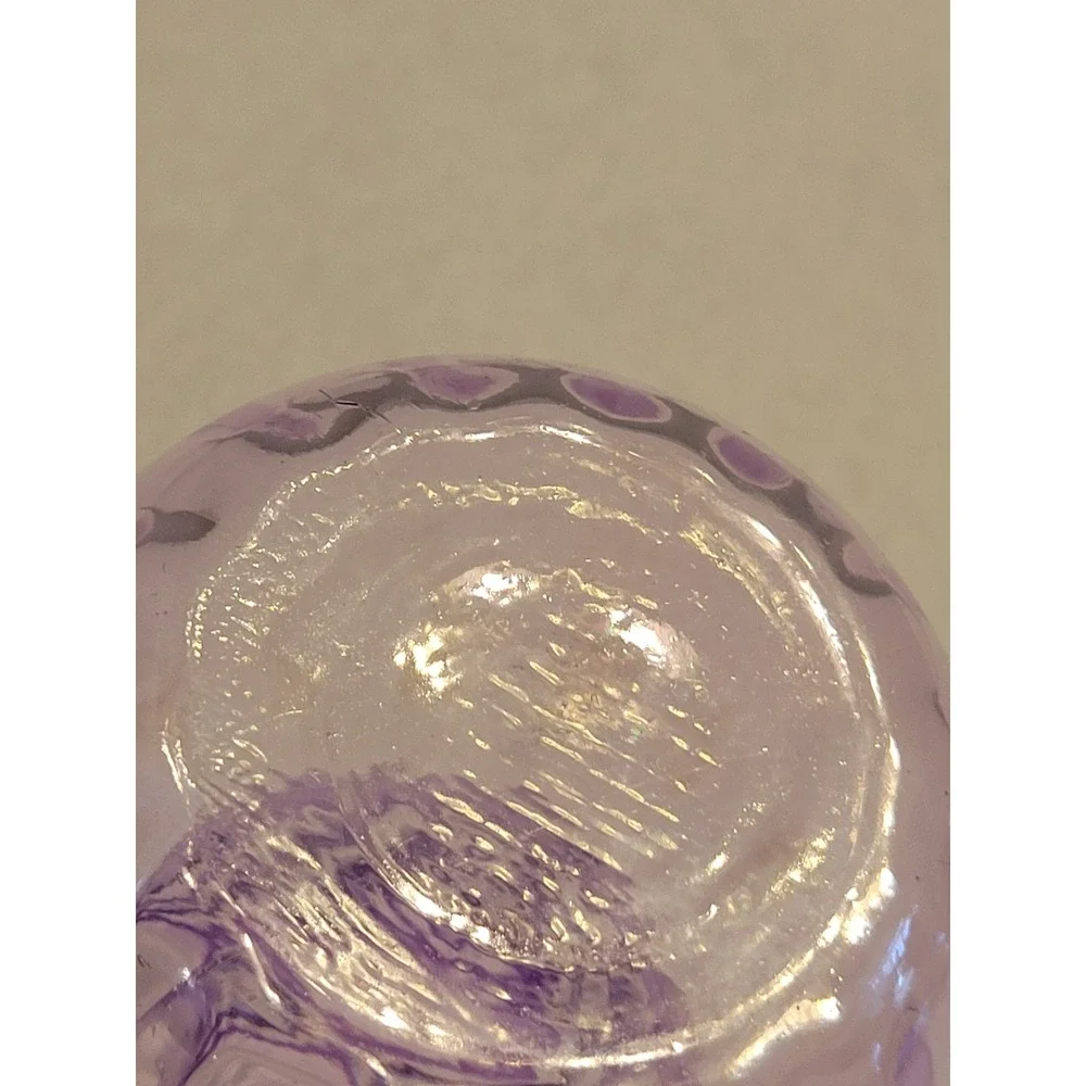 Vtg Glass Bud Vase Ribbed Braided Waist Cottagecore Country Lavender‎ Purple 7in